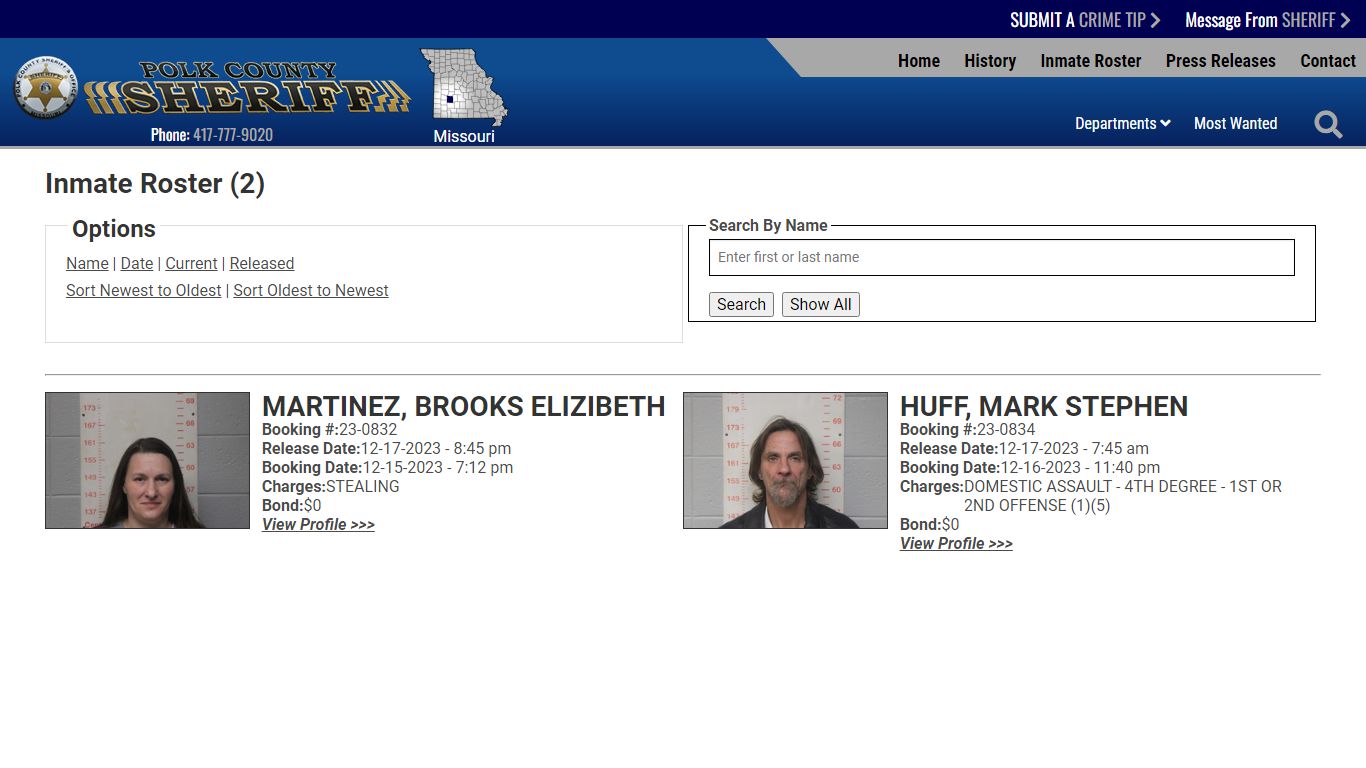 Inmate Roster - Polk County Sheriff MO