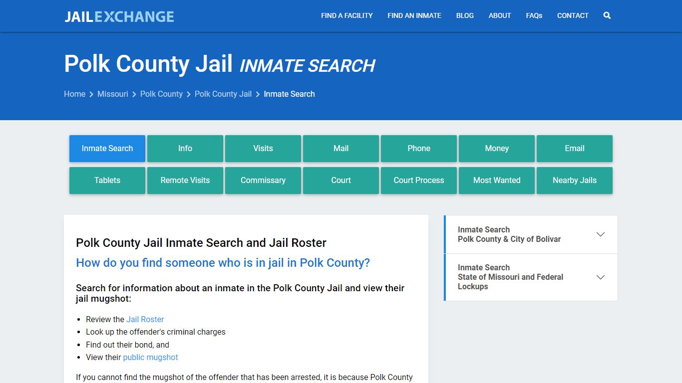 Inmate Search: Roster & Mugshots - Polk County Jail, MO